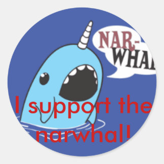 Ik steun de narwal! ronde sticker