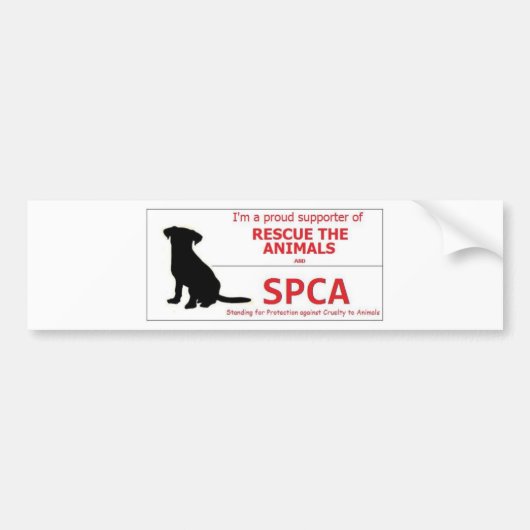 "Ik steun de SPCA..." Bumpersticker (Voorkant)