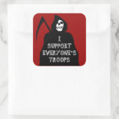 Ik steun de troepen van iedereen vierkante sticker (Tas)