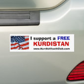 Ik steun een vrije Koerdische VS Bumpersticker (Op auto)