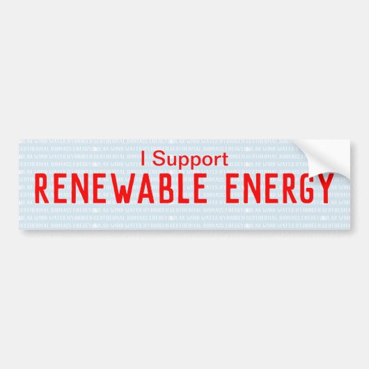Ik steun hernieuwbare energie bumpersticker (Voorkant)