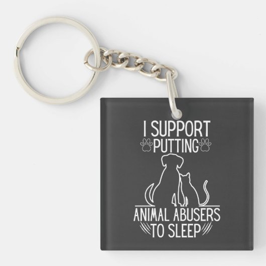 Ik steun het stopzetten van dierenmisbruikers om t sleutelhanger (voorkant)