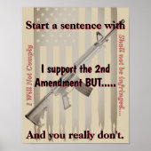 Ik steun het tweede amendement, maar vuurwapenhand poster (Voorkant)