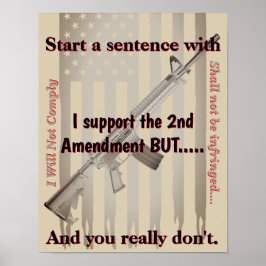 Ik steun het tweede amendement, maar vuurwapenhand poster