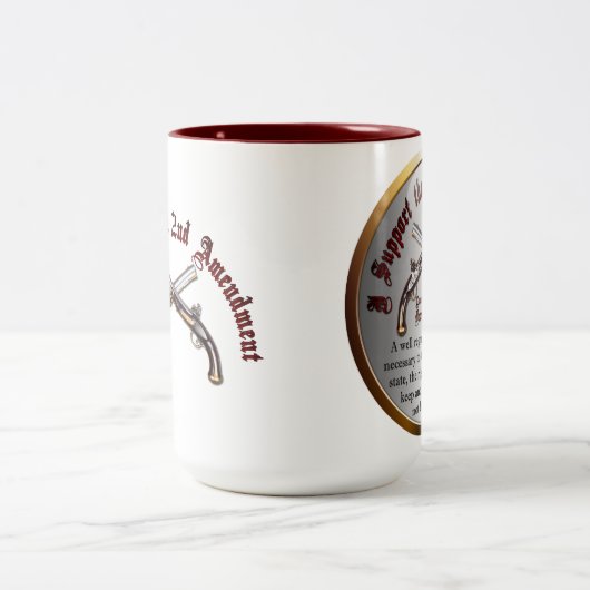 Ik steun het tweede amendement tweekleurige koffiemok (Center)