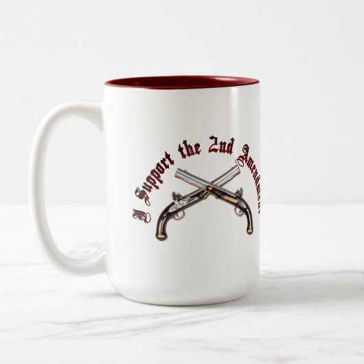 Ik steun het tweede amendement tweekleurige koffiemok (Links)