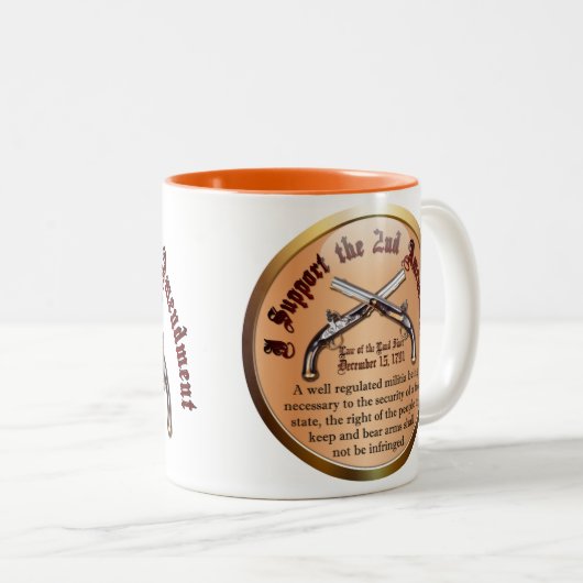 Ik steun het tweede amendement tweekleurige koffiemok (Voorkant rechts)
