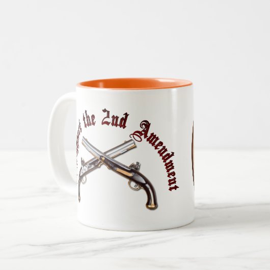 Ik steun het tweede amendement tweekleurige koffiemok (Voorkant links)