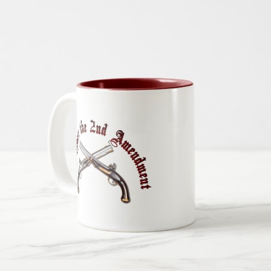 Ik steun het tweede amendement tweekleurige koffiemok (Voorkant links)