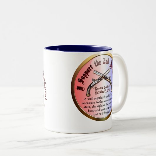 Ik steun het tweede amendement tweekleurige koffiemok (Voorkant rechts)