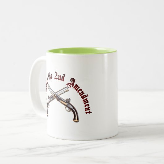 Ik steun het tweede amendement tweekleurige koffiemok (Voorkant links)