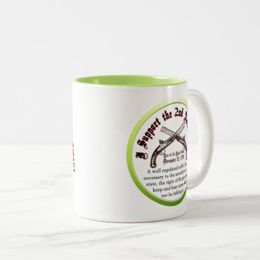 Ik steun het tweede amendement tweekleurige koffiemok (Voorkant rechts)