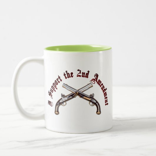 Ik steun het tweede amendement tweekleurige koffiemok (Links)
