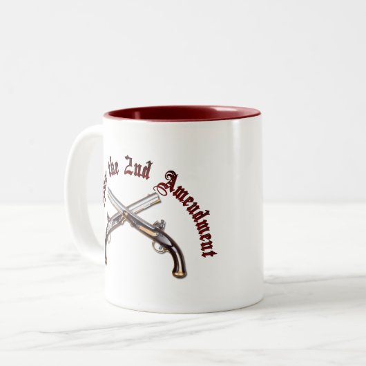 Ik steun het tweede amendement tweekleurige koffiemok (Voorkant links)