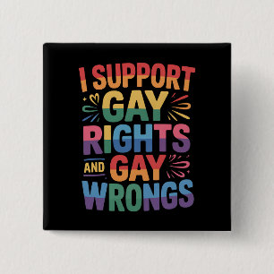 Ik Steun Homorechten En Homofouten LGBTQ Ally Vierkante Button 5,1 Cm