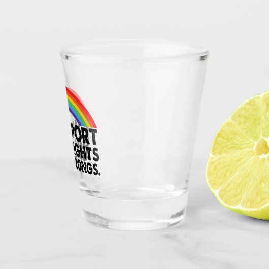 Ik steun homorechten en homoseksuelen shot glas (Rechts)