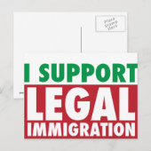 Ik steun legale immigratie briefkaart (Voorkant / Achterkant)