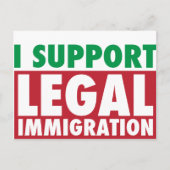 Ik steun legale immigratie briefkaart (Voorkant)
