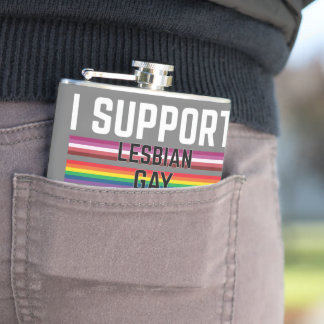 Ik steun lesbische homoseksuele biseksuele trans-a heupfles