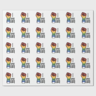 Ik steun LGBTQ Vintage Pride Fist Shirt Design_1 Cadeaupapier