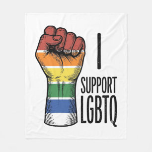 Ik steun LGBTQ Vintage Pride Fist Shirt Design_1 Fleece Deken
