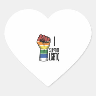 Ik steun LGBTQ Vintage Pride Fist Shirt Design_1 Hart Sticker
