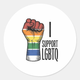 Ik steun LGBTQ Vintage Pride Fist Shirt Design_1 Ronde Sticker
