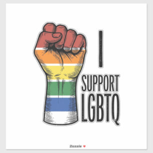 Ik steun LGBTQ Vintage Pride Fist Shirt Design_1 Sticker