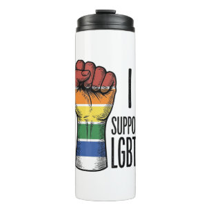 Ik steun LGBTQ Vintage Pride Fist Shirt Design_1 Thermosbeker