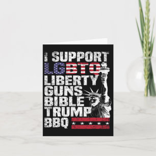 Ik steun LHBTQ Liberty Pistolen Bible Trump BBQ Kaart