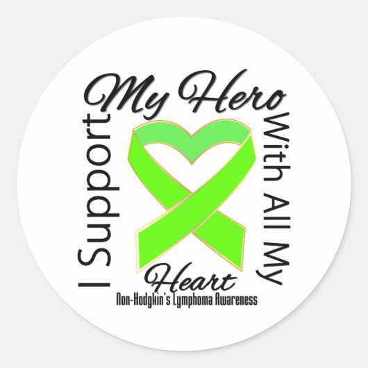 Ik steun mijn hero non-Hodgkins lymfoom bewustzijn Ronde Sticker (Voorkant)