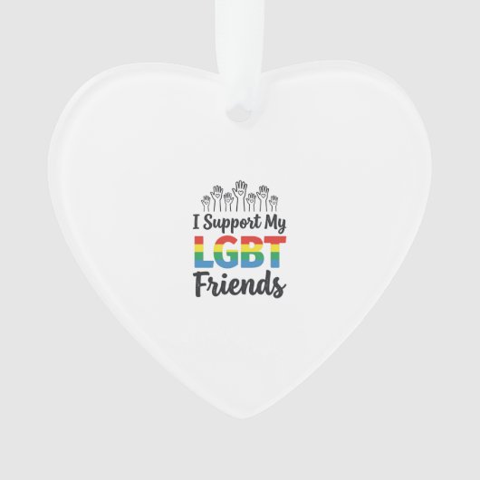 Ik steun mijn LGBT-vrienden Regenboog Pride Vector Ornament (voorkant)