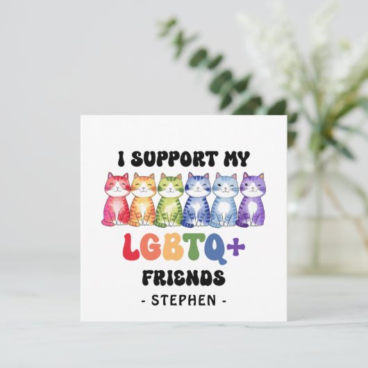 Ik steun mijn LGBTQ-vrienden - Rainbow Cat Pride (Staand voorkant)