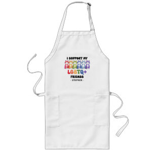 Ik steun mijn LGBTQ-vrienden - Rainbow Cat Pride Lang Schort