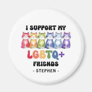 Ik steun mijn LGBTQ-vrienden - Rainbow Cat Pride Magneet