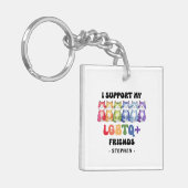 Ik steun mijn LGBTQ-vrienden - Rainbow Cat Pride Sleutelhanger (Voorkant Links)