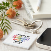Ik steun mijn LGBTQ-vrienden - Rainbow Cat Pride Sleutelhanger (Voorkant Rechts)