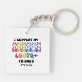 Ik steun mijn LGBTQ-vrienden - Rainbow Cat Pride Sleutelhanger (Achterkant)