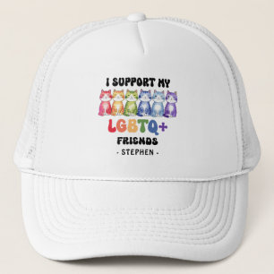 Ik steun mijn LGBTQ-vrienden - Rainbow Cat Pride Trucker Pet