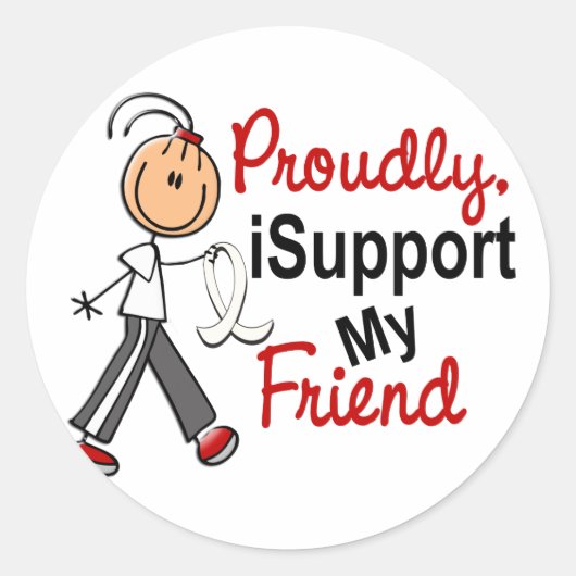 Ik steun mijn vriend SFT (bot / longkanker) Ronde Sticker (Voorkant)