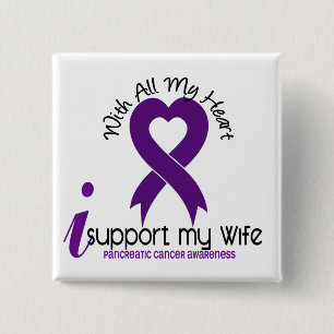 Ik steun mijn vrouw-pancreaskanker vierkante button 5,1 cm