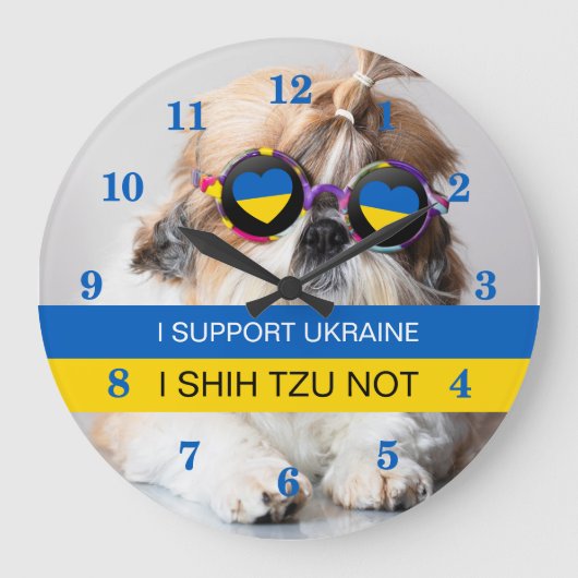 Ik steun Oekraïne I Shih Tzu Not Heart vlag Grote Klok (Voorkant)
