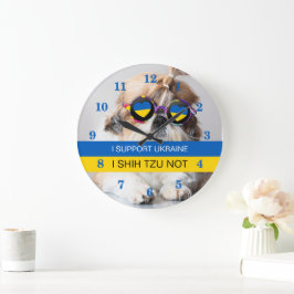 Ik steun Oekraïne I Shih Tzu Not Heart vlag Grote Klok