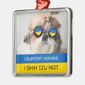 Ik steun Oekraïne I Shih Tzu Not Heart vlag Metalen Ornament (Links)