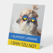 Ik steun Oekraïne I Shih Tzu Not Heart vlag Reclamebord Met Voetstuk (Voorkant)