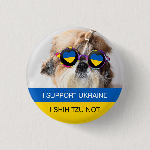 Ik steun Oekraïne I Shih Tzu Not Heart vlag Ronde Button 3,2 Cm