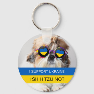 Ik steun Oekraïne I Shih Tzu Not Heart vlag Sleutelhanger