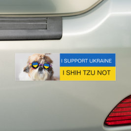 Ik steun Oekraine Ik Shih Tzu Niet Hart vlag Bumpersticker