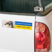 Ik steun Oekraine Ik Shih Tzu Niet Hart vlag Bumpersticker (Op Truck)