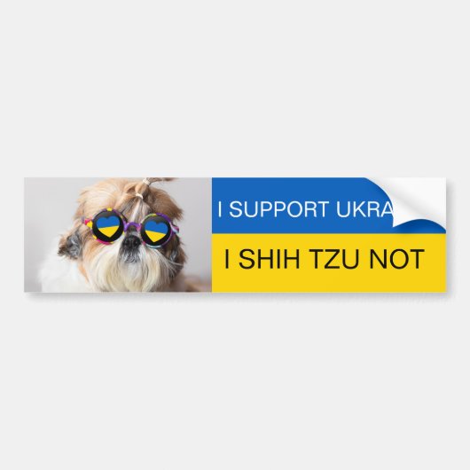 Ik steun Oekraine Ik Shih Tzu Niet Hart vlag Bumpersticker (Voorkant)